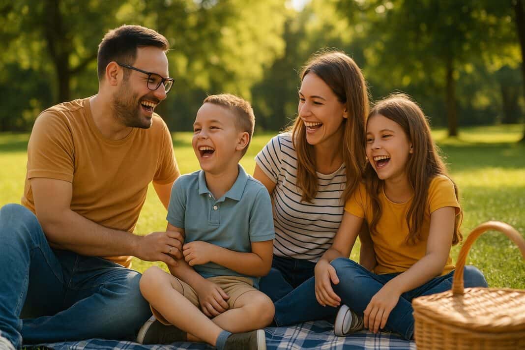 Familienglück im Grünen: Lachen, Leben, Lieblingsmomente