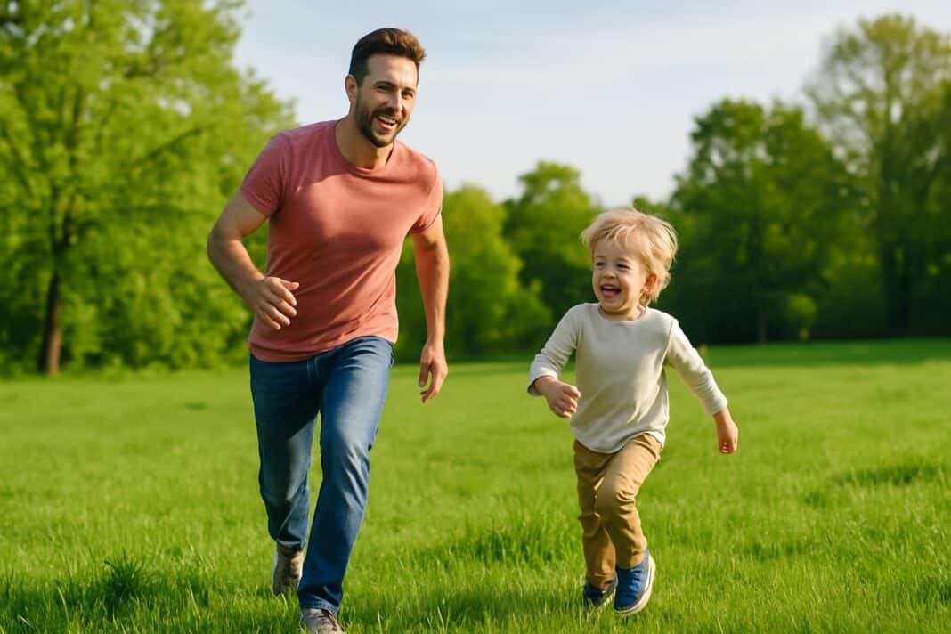 Lachend durchs Leben: Papa und Kind in Bewegung