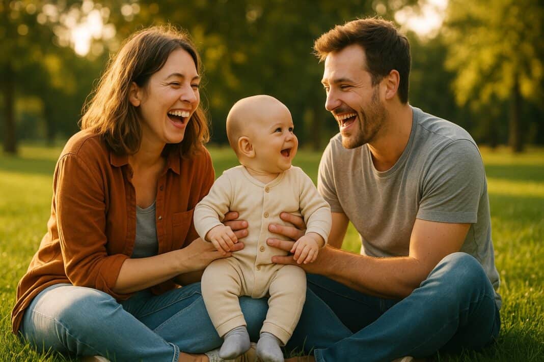 Ein Moment voller Liebe: Gemeinsam lachen in der Elternzeit