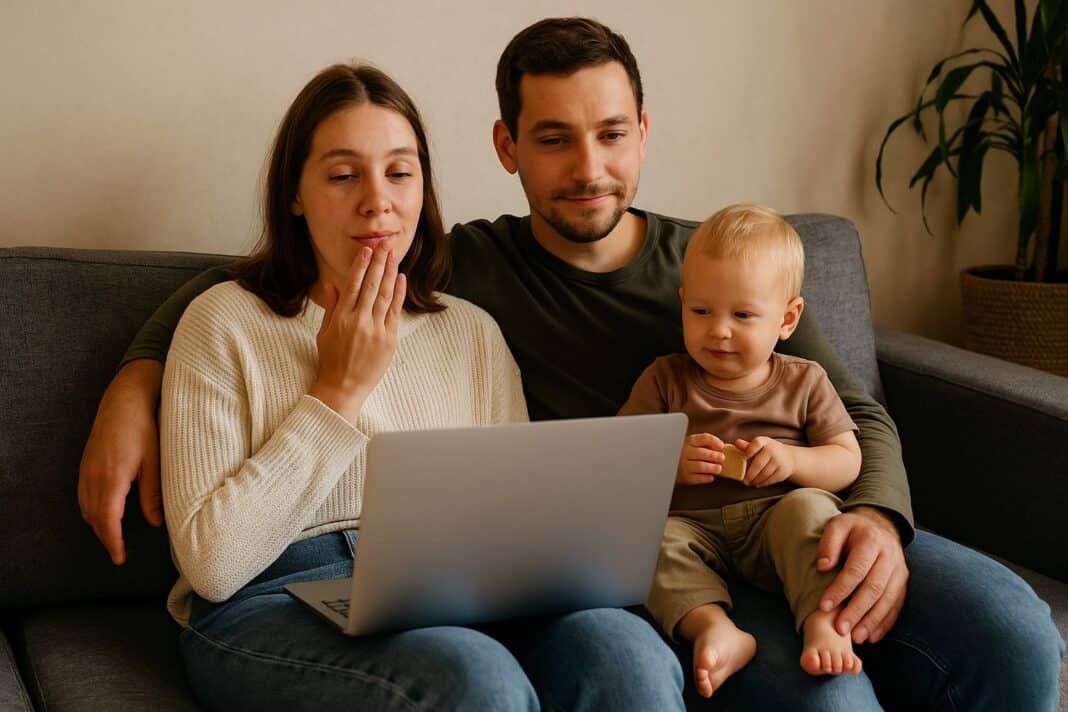 Team müde, Team stark – gemeinsam auf dem Sofa, mit Laptop und Liebe