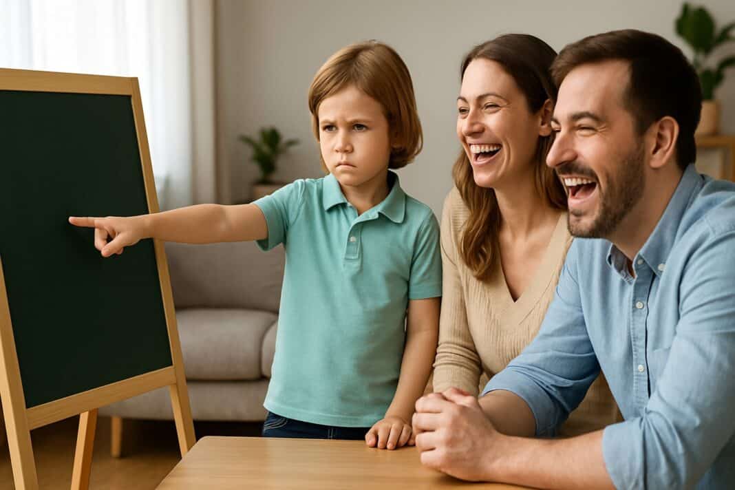 Kleiner Chef im Einsatz – wenn Kinder mit ernster Miene das Familienmeeting übernehmen.